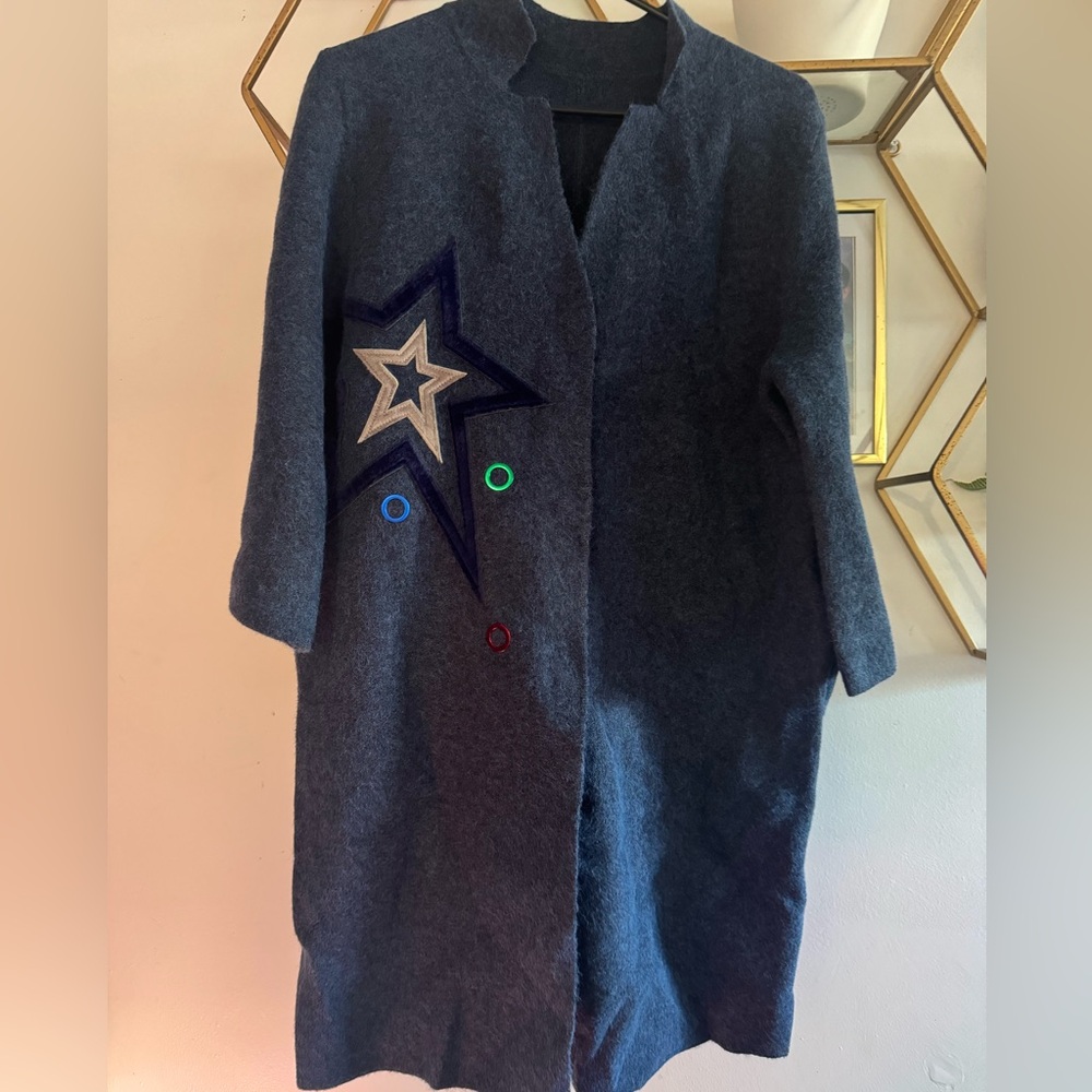 Designer Retro Chic one of a kind Velvet Wool coat size Medium